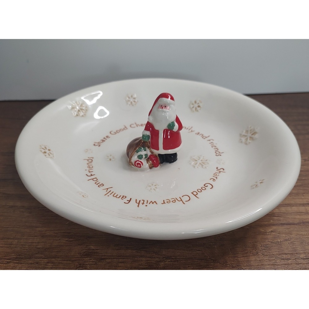 VTG Russ Berrie Santa Candy Or Trinket Dish EUC Hand Painted 9" Christmas
